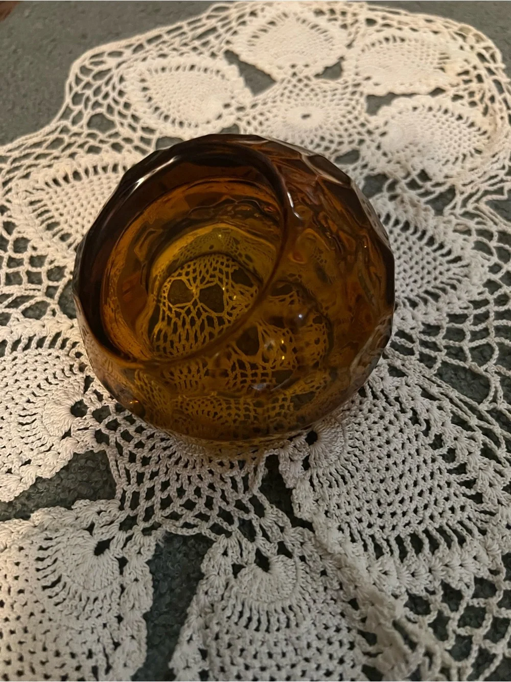 Vintage 1960’s Orb Amber Glass Ashtray - Home Accents EUC